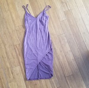 Purple suede midi dress